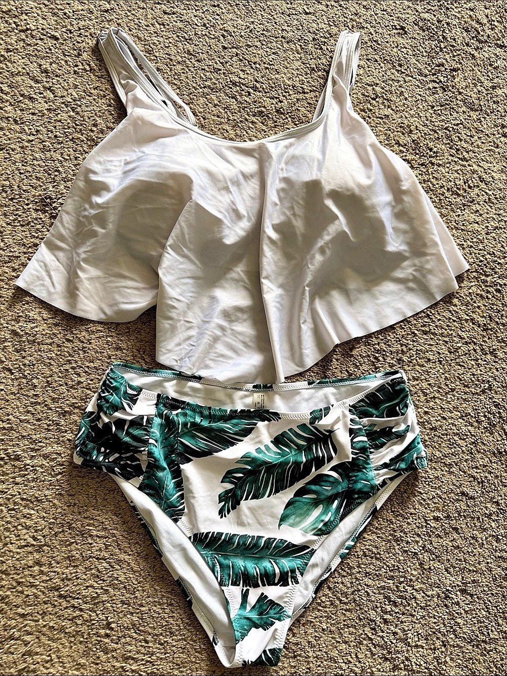 Floral Bikini Set in White & Green Like New